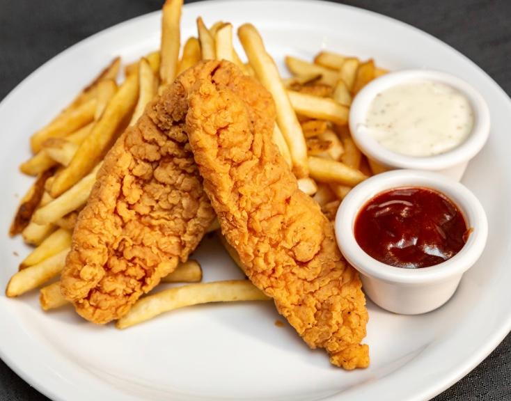 KIDS CHICKEN FINGERS WITH FRENCH FRIES.