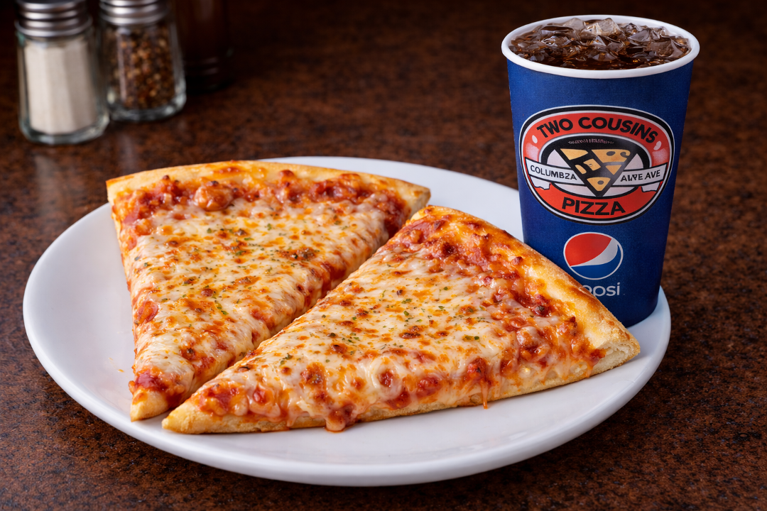 2 Slices Plain & Fountain Drink.