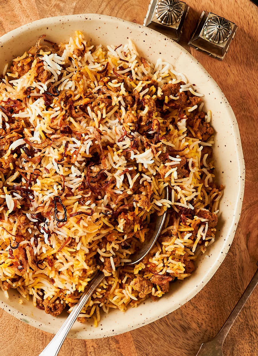 Kheema Biryani (Goat).