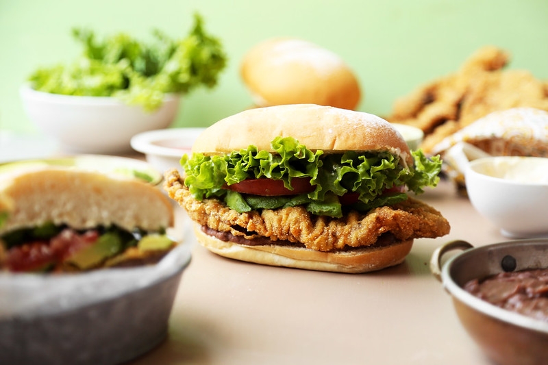 Breaded Steak Sandwich.