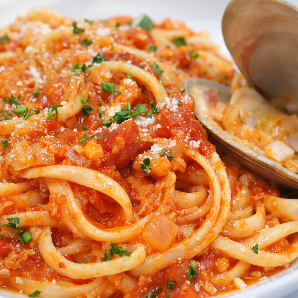Linghini With Red Clam Sauce.