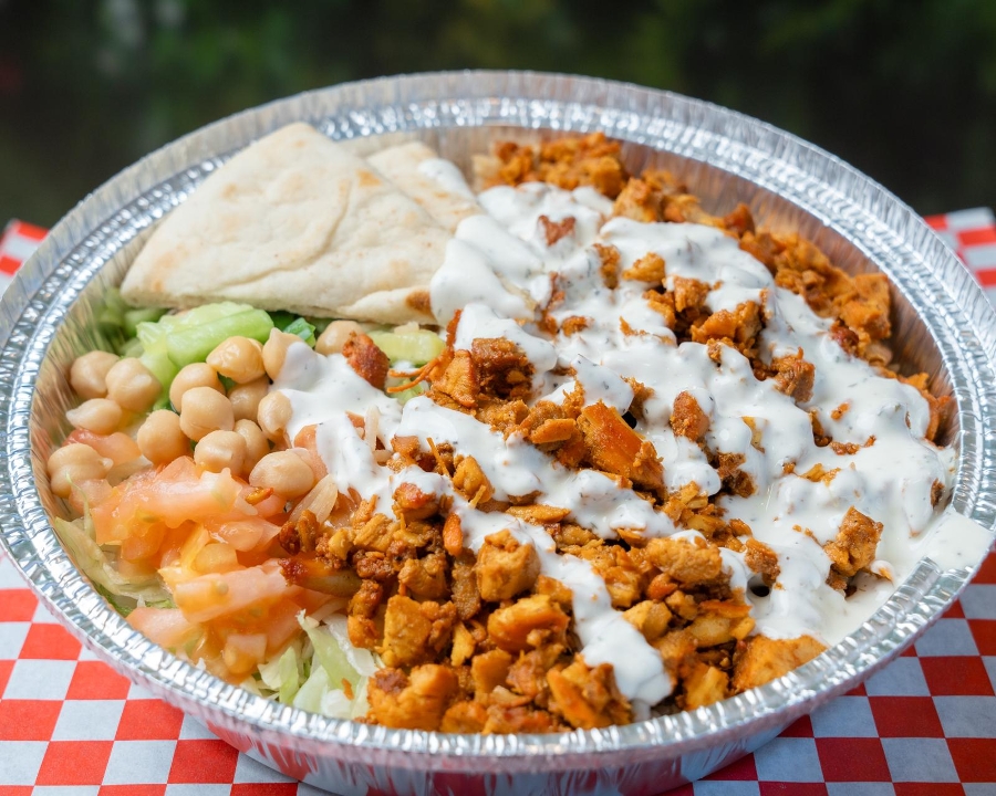 Chicken Gyro Over Rice Platter.