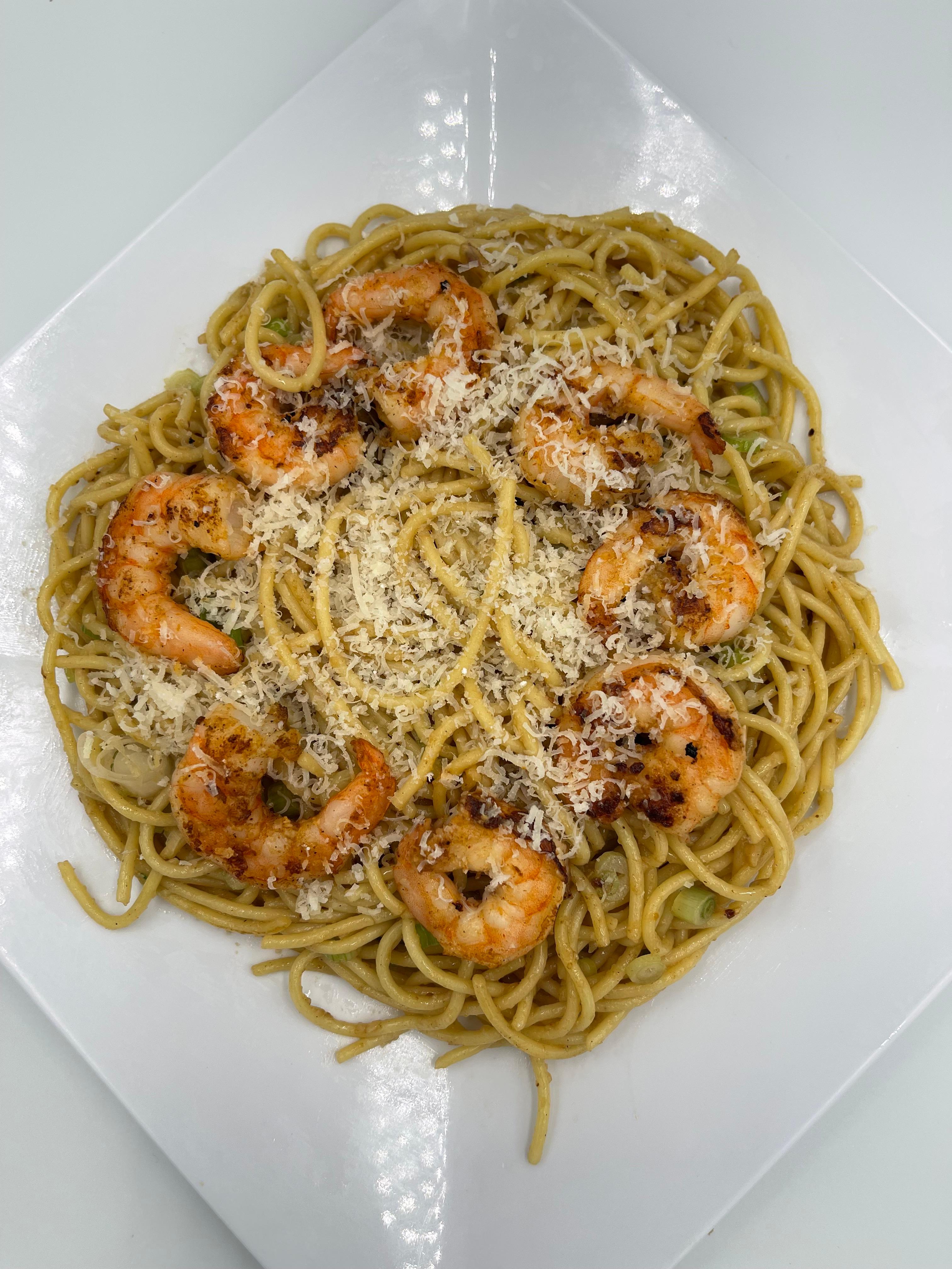 Garlic Noodles x Cajun Shrimp.