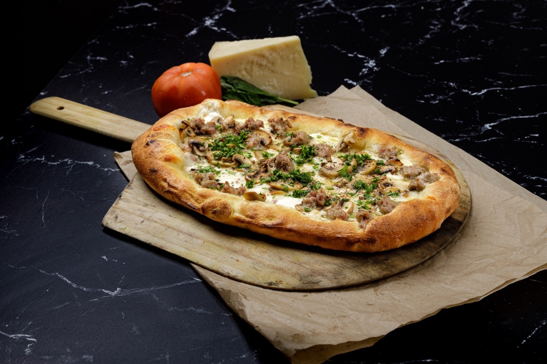 Porcini and Fennel Sausage Pinsa - Whole Personal.