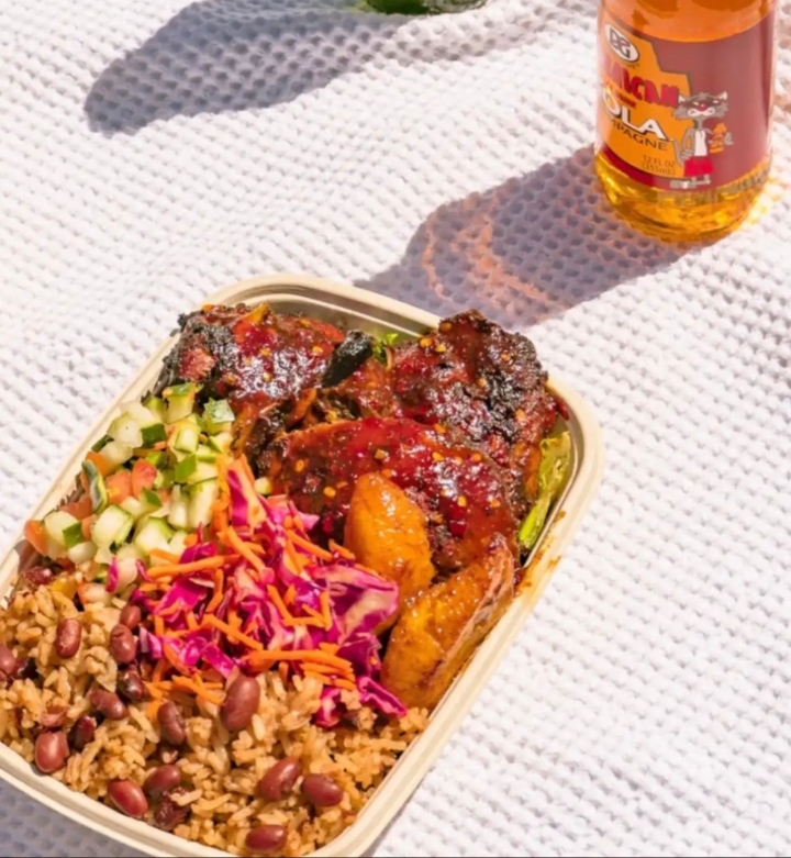 JERK BBQ CHICKEN COMBO MEAL.