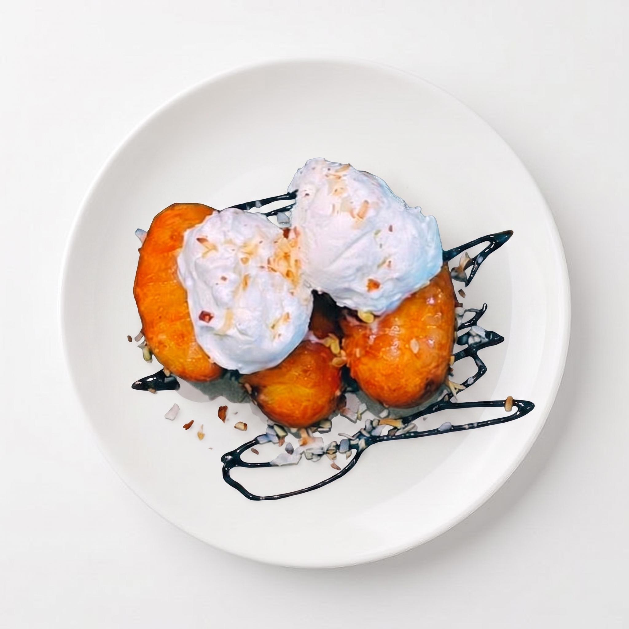 Fried Banana with Coconut Ice Cream.