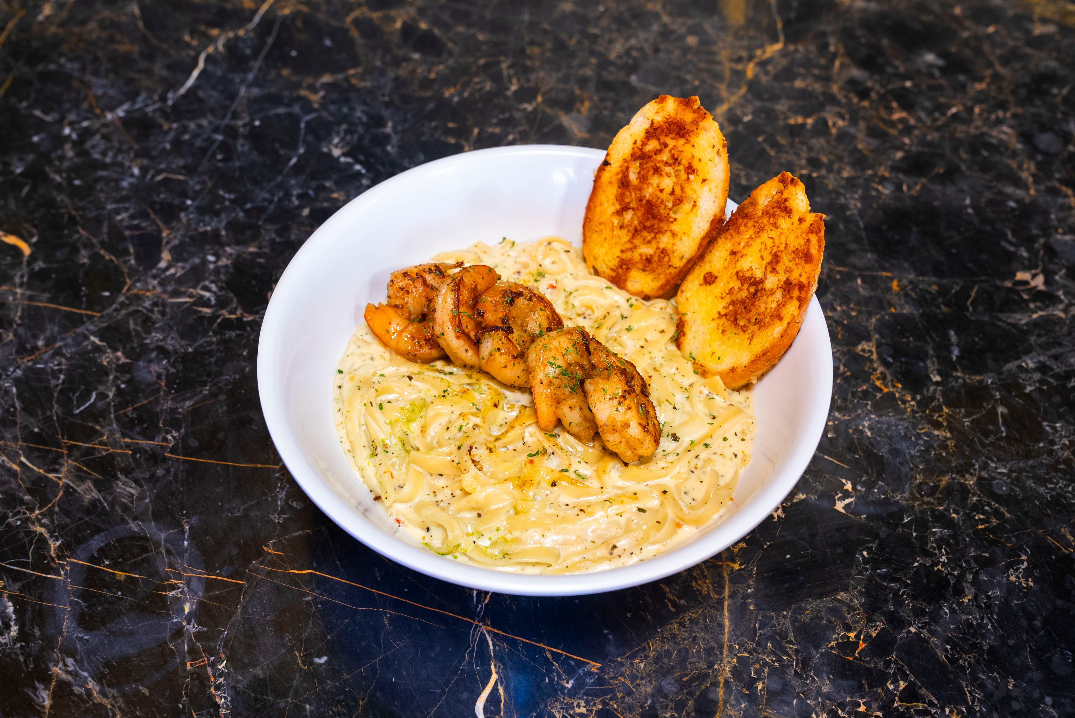 Shrimp Fettuccine Alfredo.