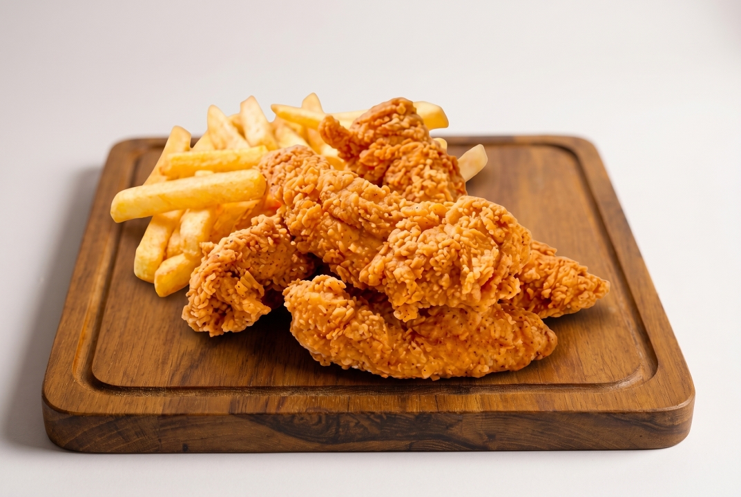 Kids Chicken Fingers with French Fries.