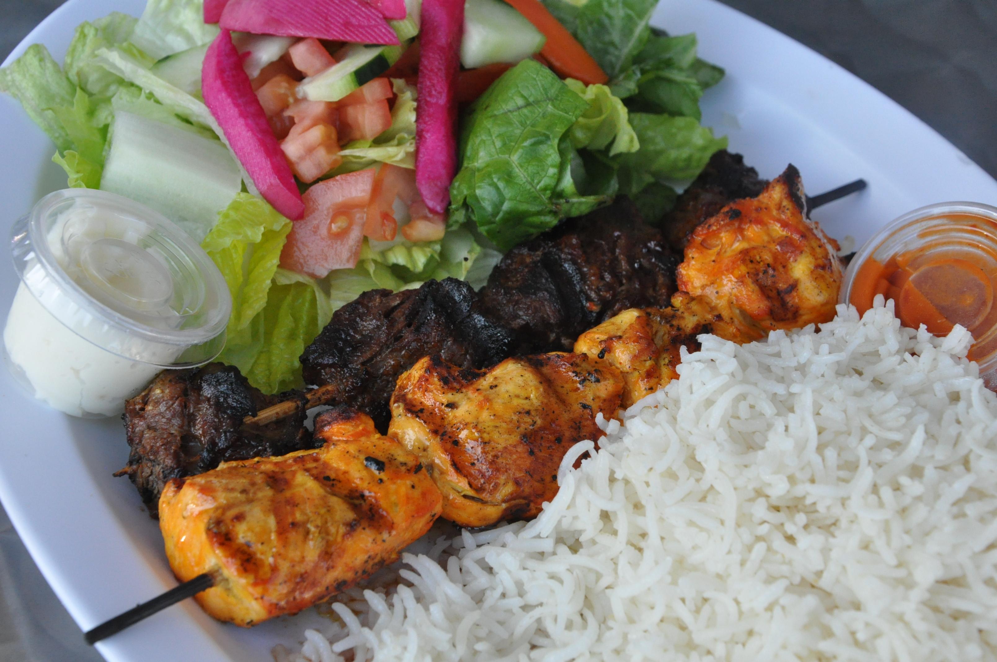 1D. Grilled Chicken& Beef Kabob Combo.
