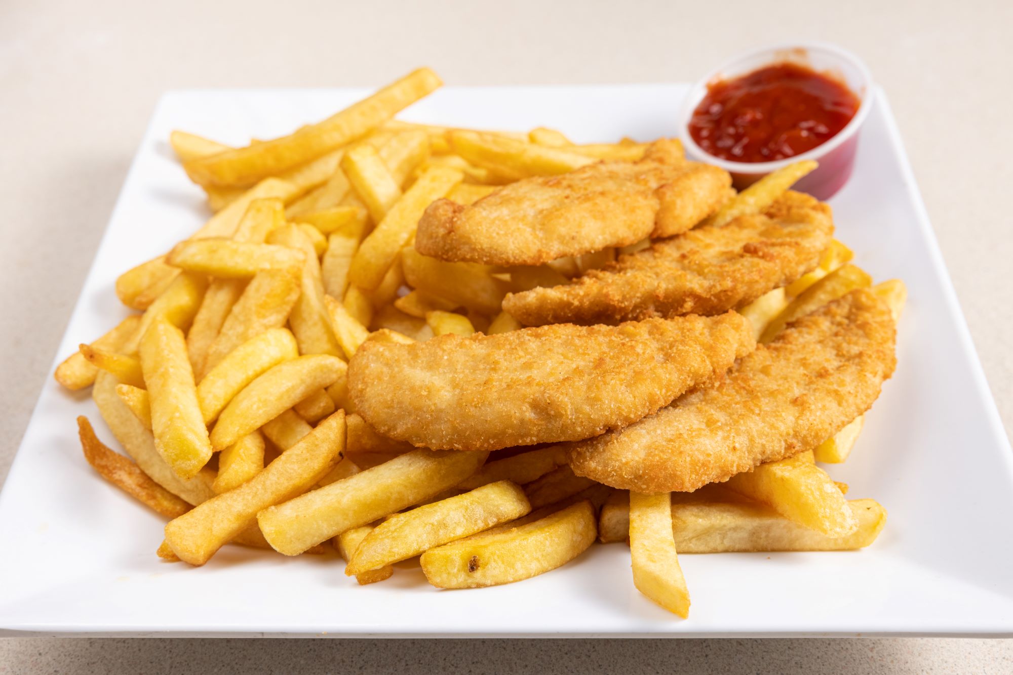 Chicken Fingers with French Fries.