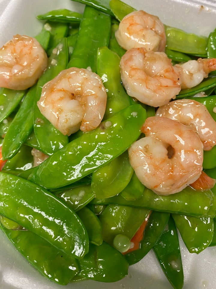 兰豆虾 60.Shrimp with Chinese Peas.