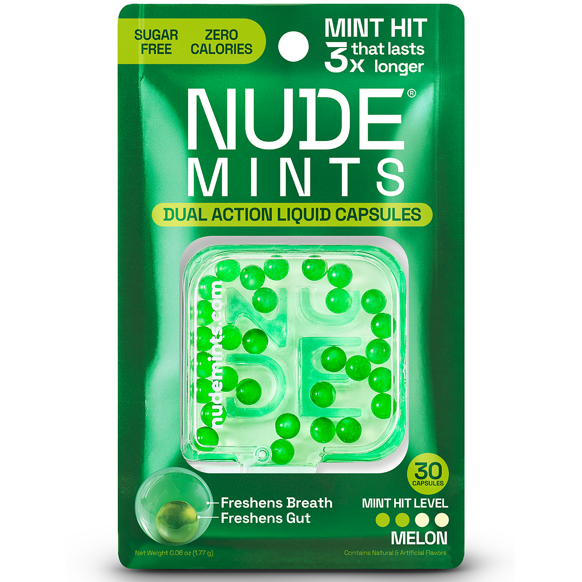 Nude, Breath + Gut Mints for Gut Health - Melon Flavor.