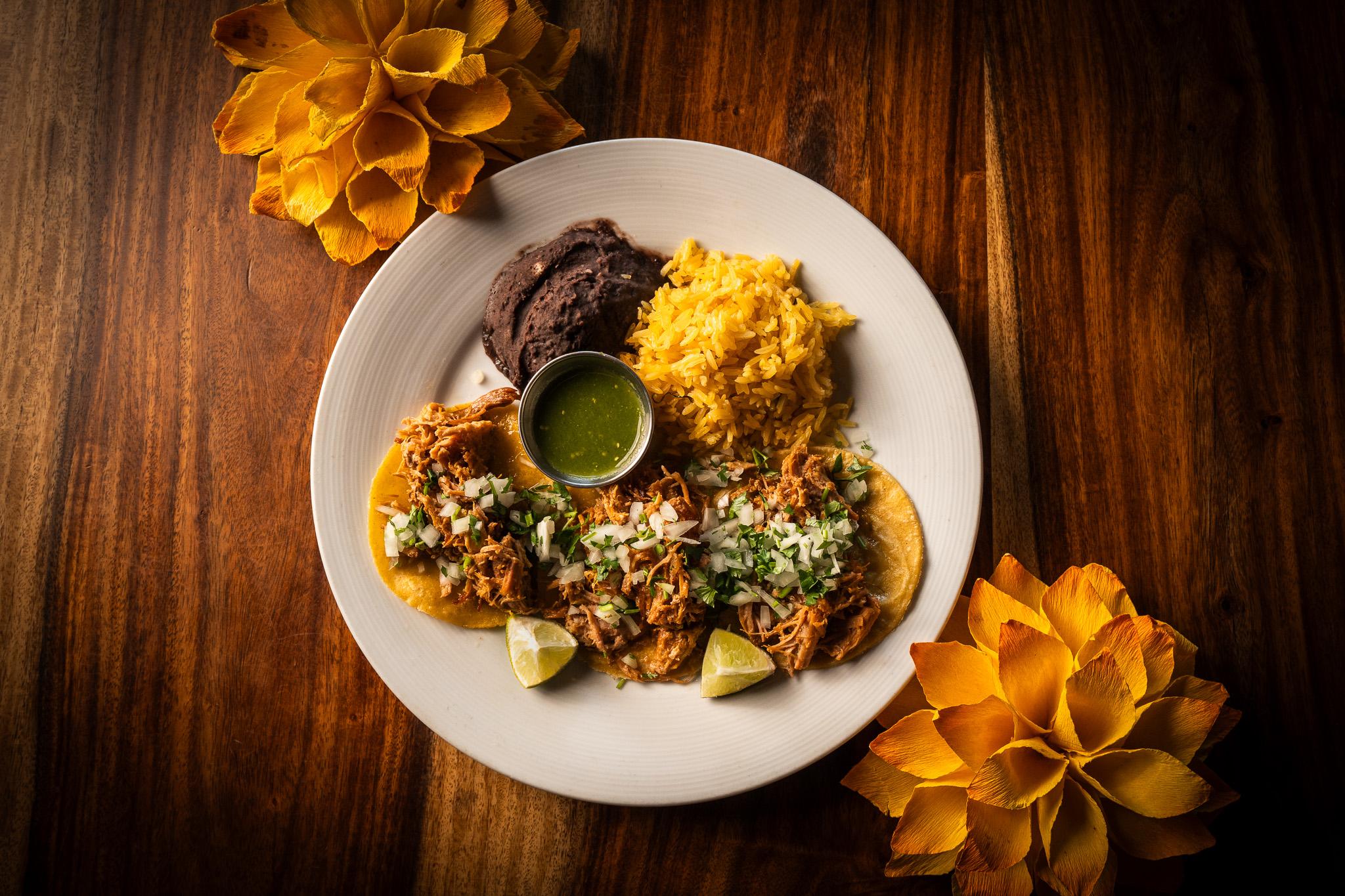 3 Pork Carnitas Tacos.