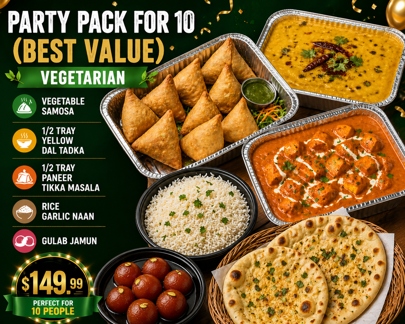 Party Pack for 10 (Best Value) - Vegetarian.