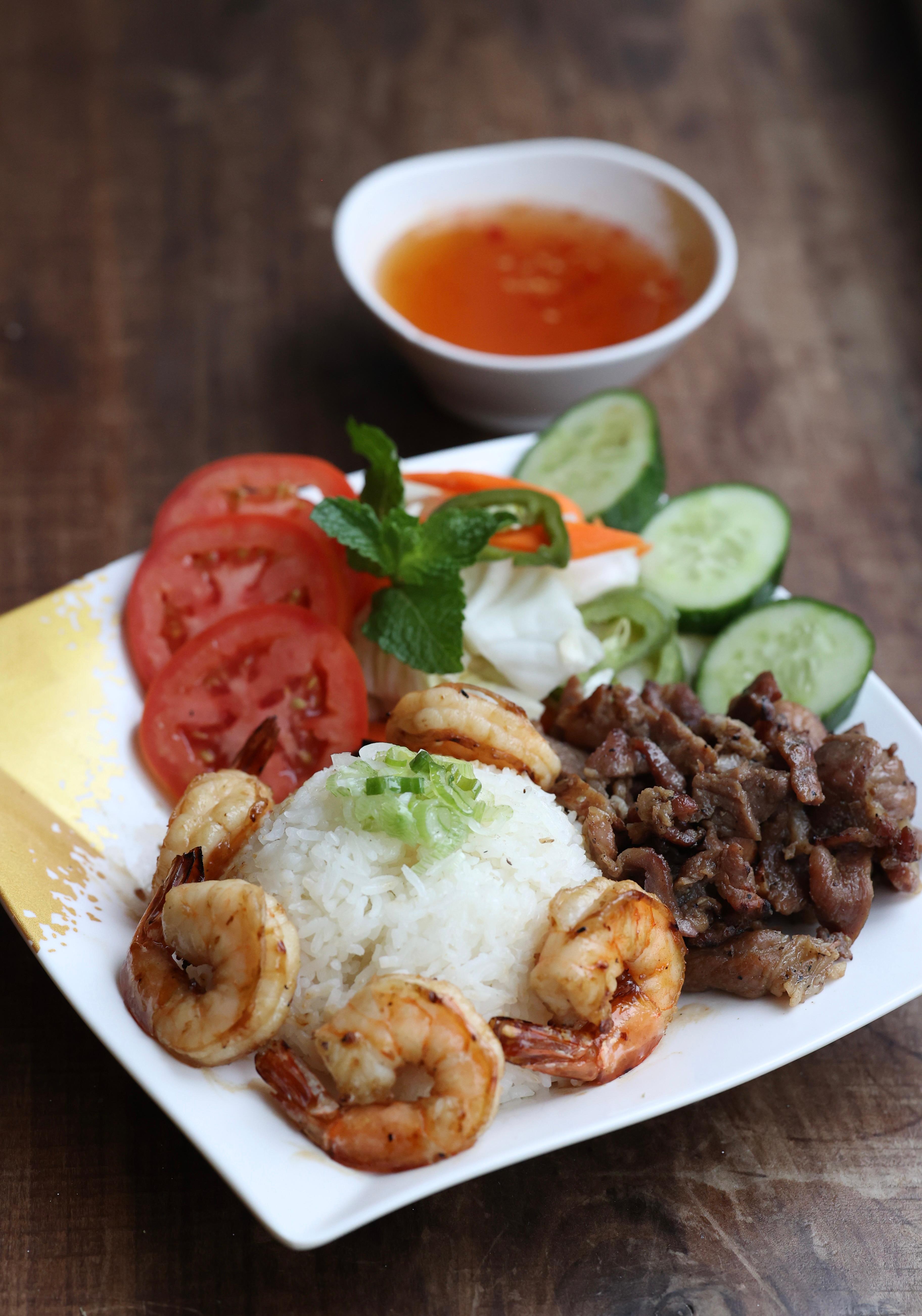 Grilled Pork/Shrimp with Rice Plate.