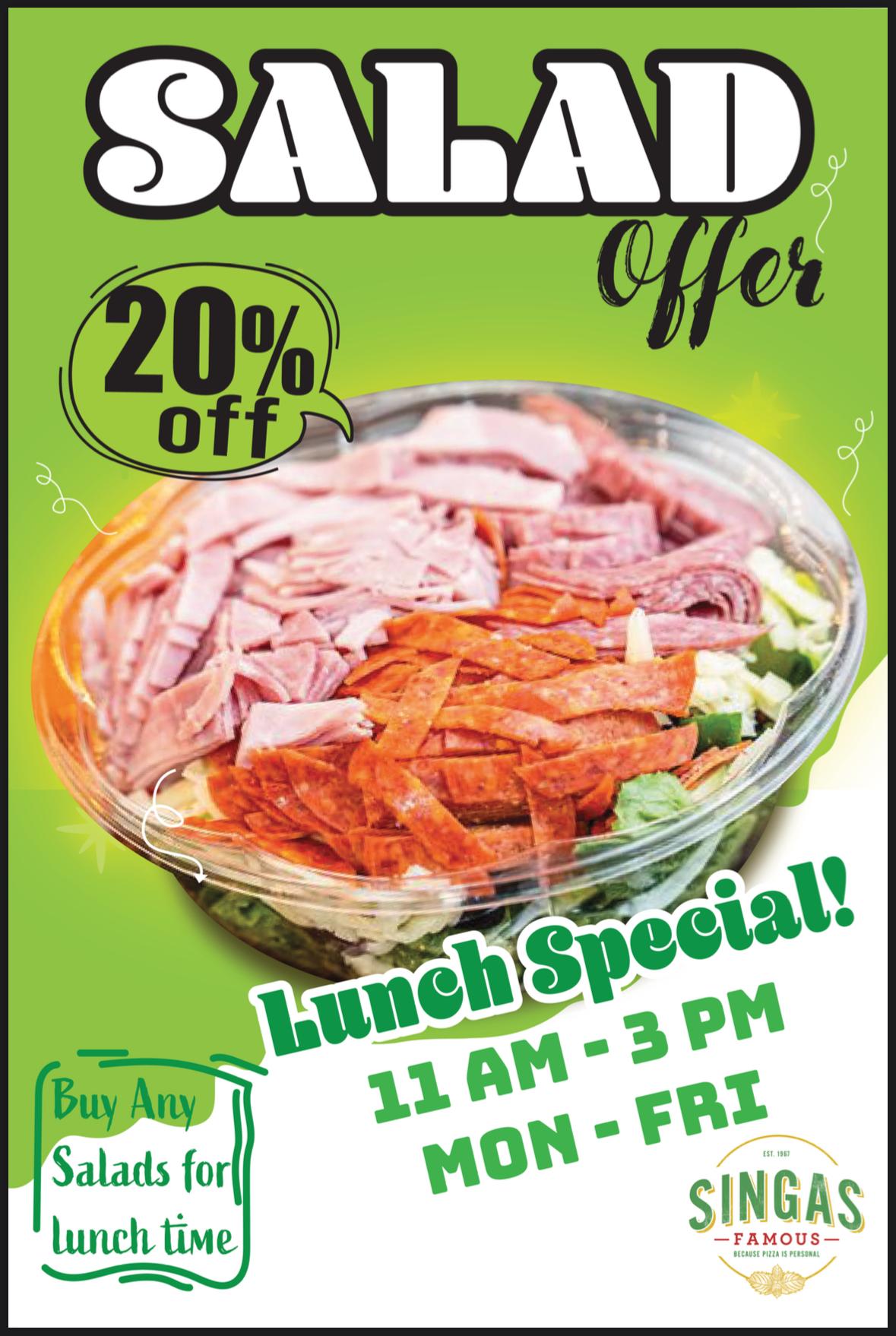 Salad Special 20% Discount.