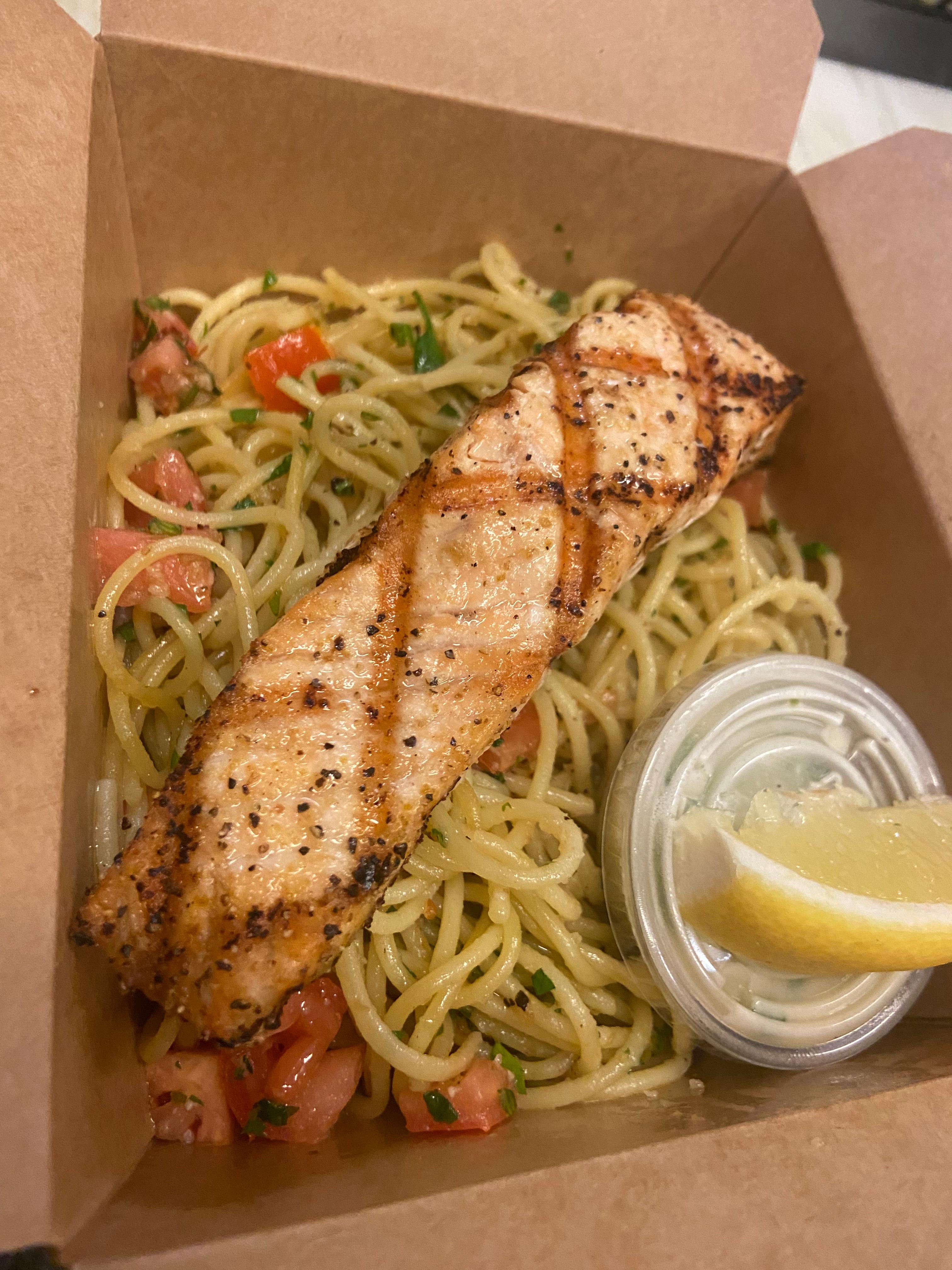 Blackened Salmon & Butter Pasta.
