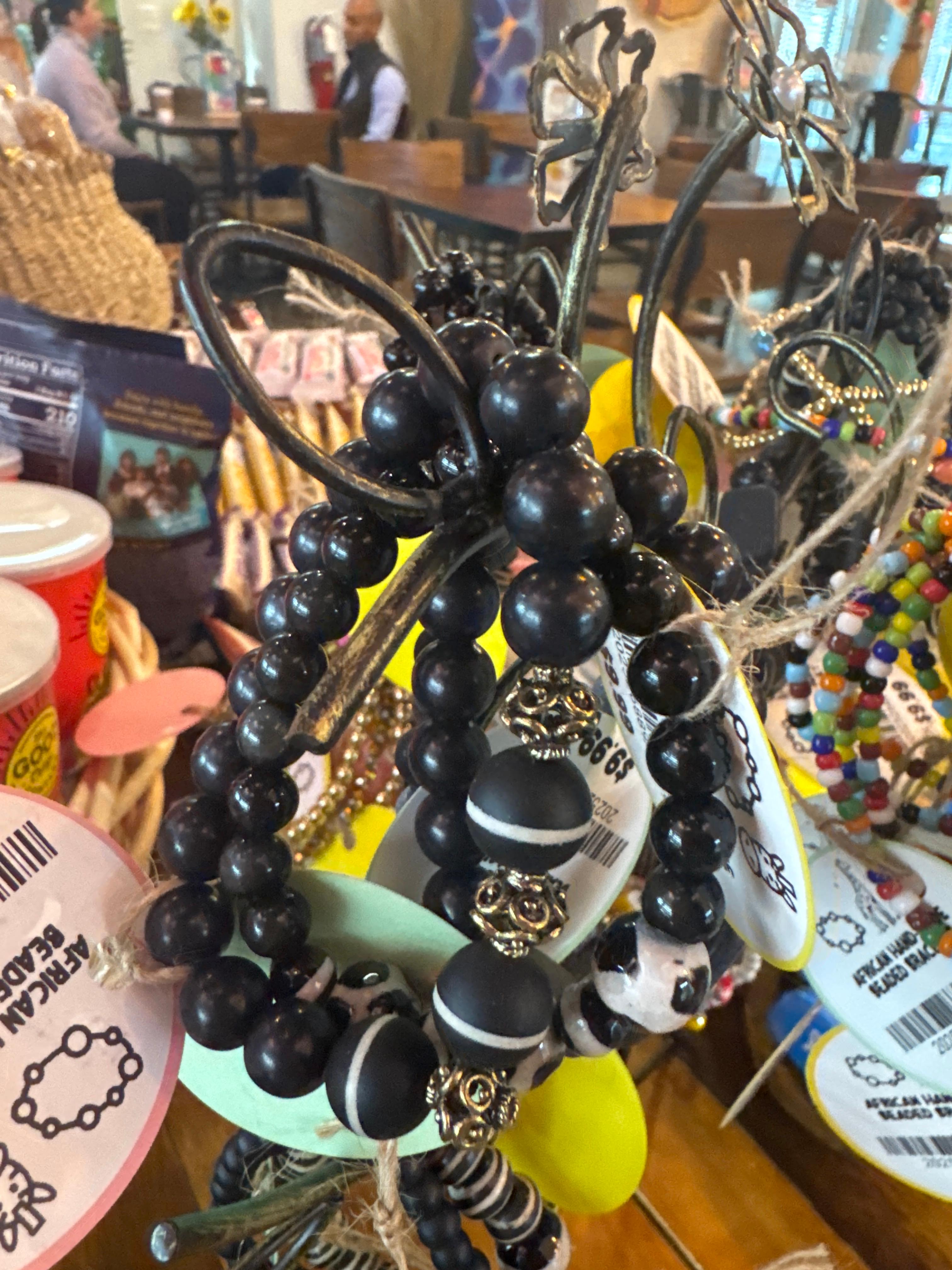 AFRICAN BEADED BRACELET HEM.