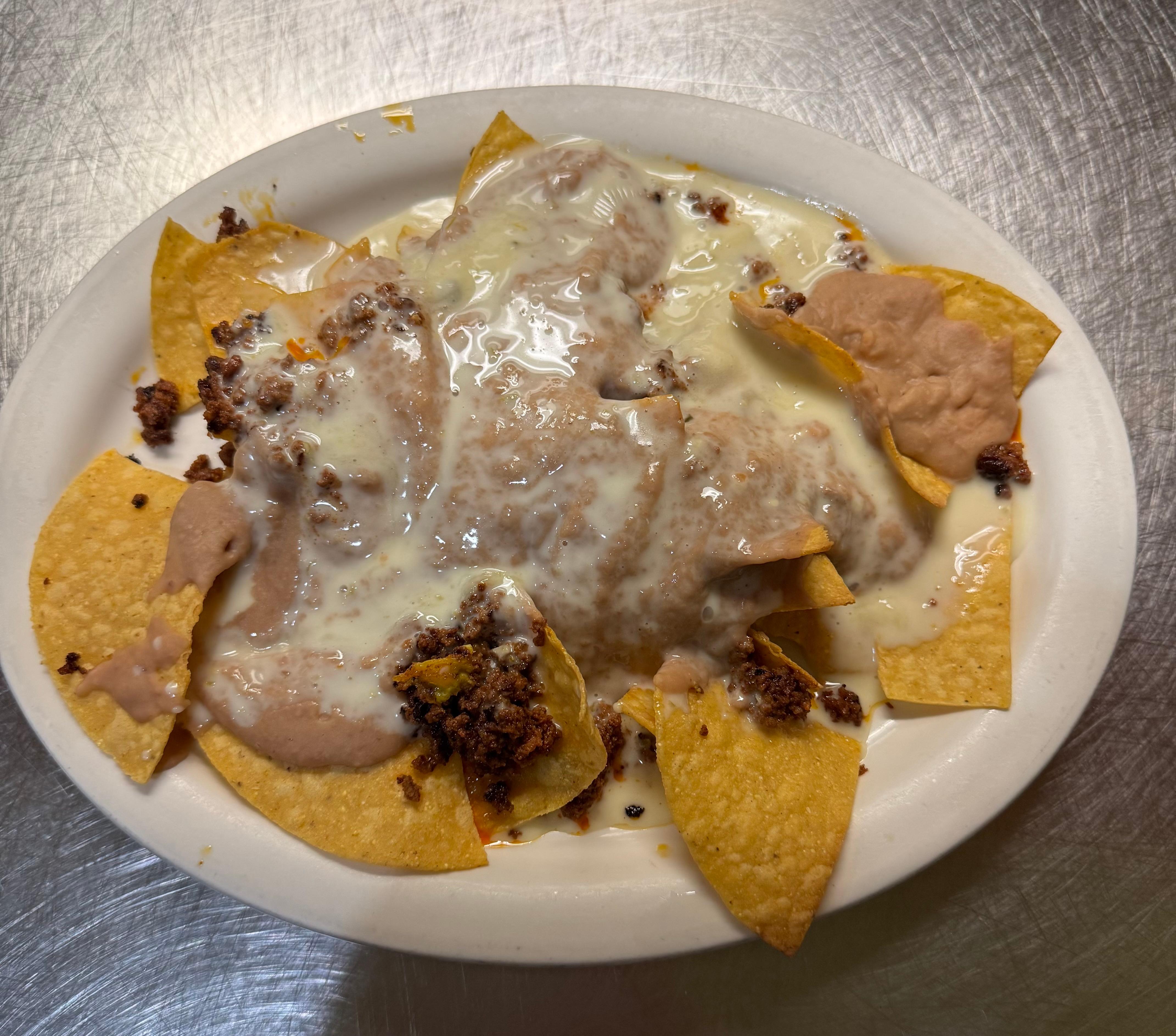 Chorizo & Bean Nachos.