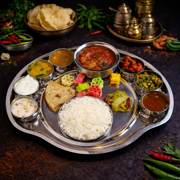 Veg Thali (Serves 2 people).