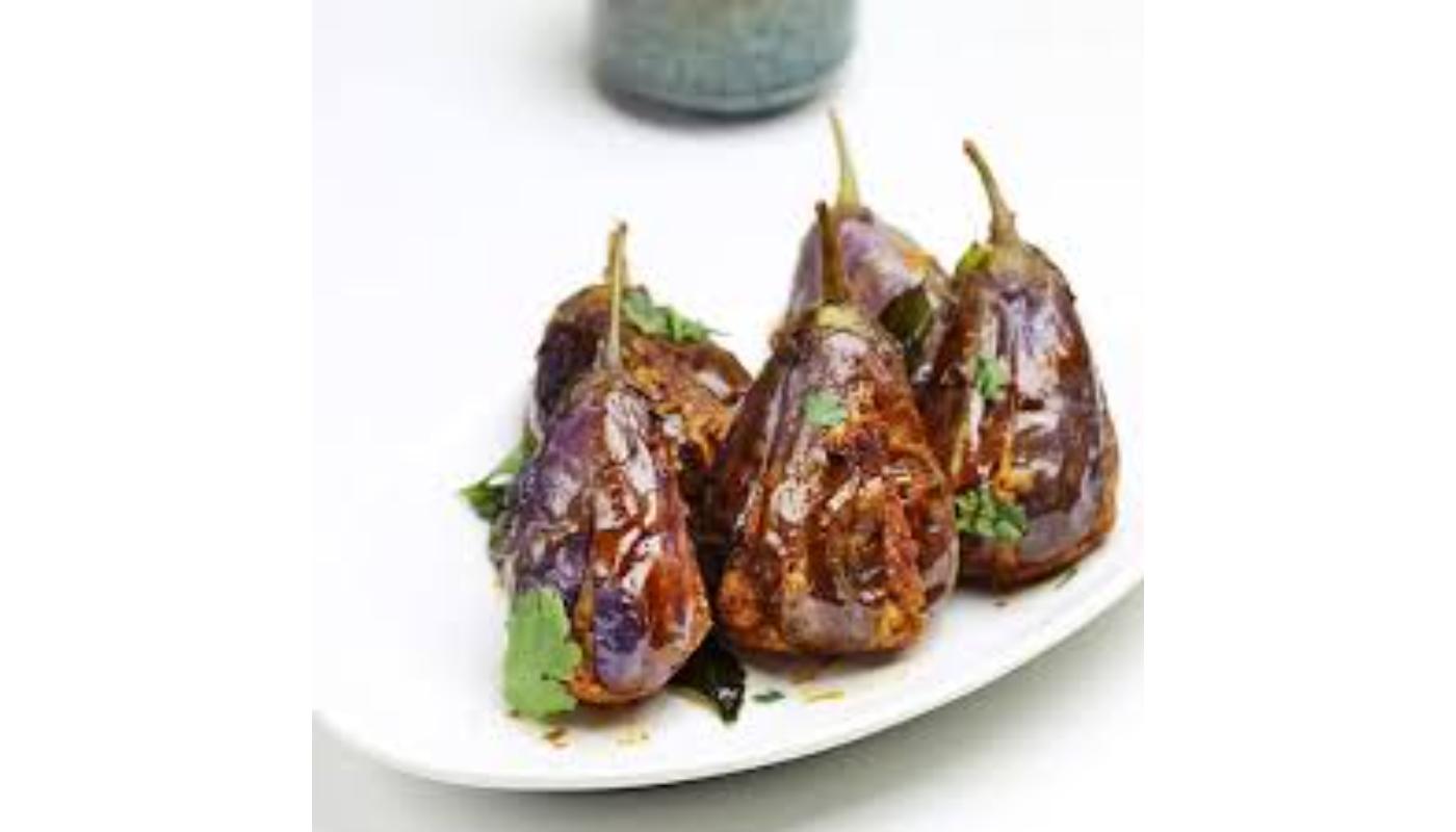 Stuffed Eggplant fry AKA Gutti Vankaya stuffed Fry - Vegan.