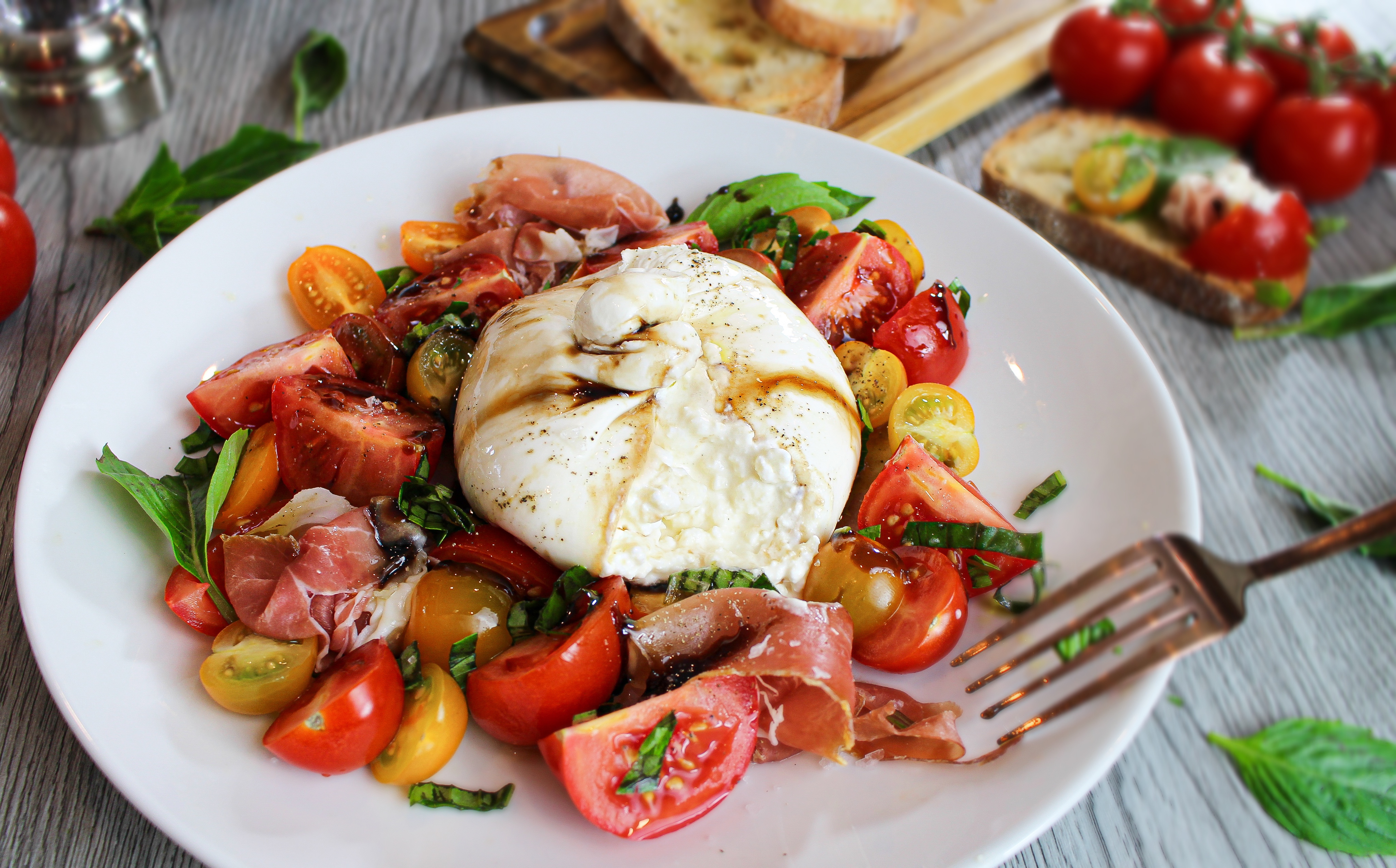 Grilled Peach and Tomato salad..