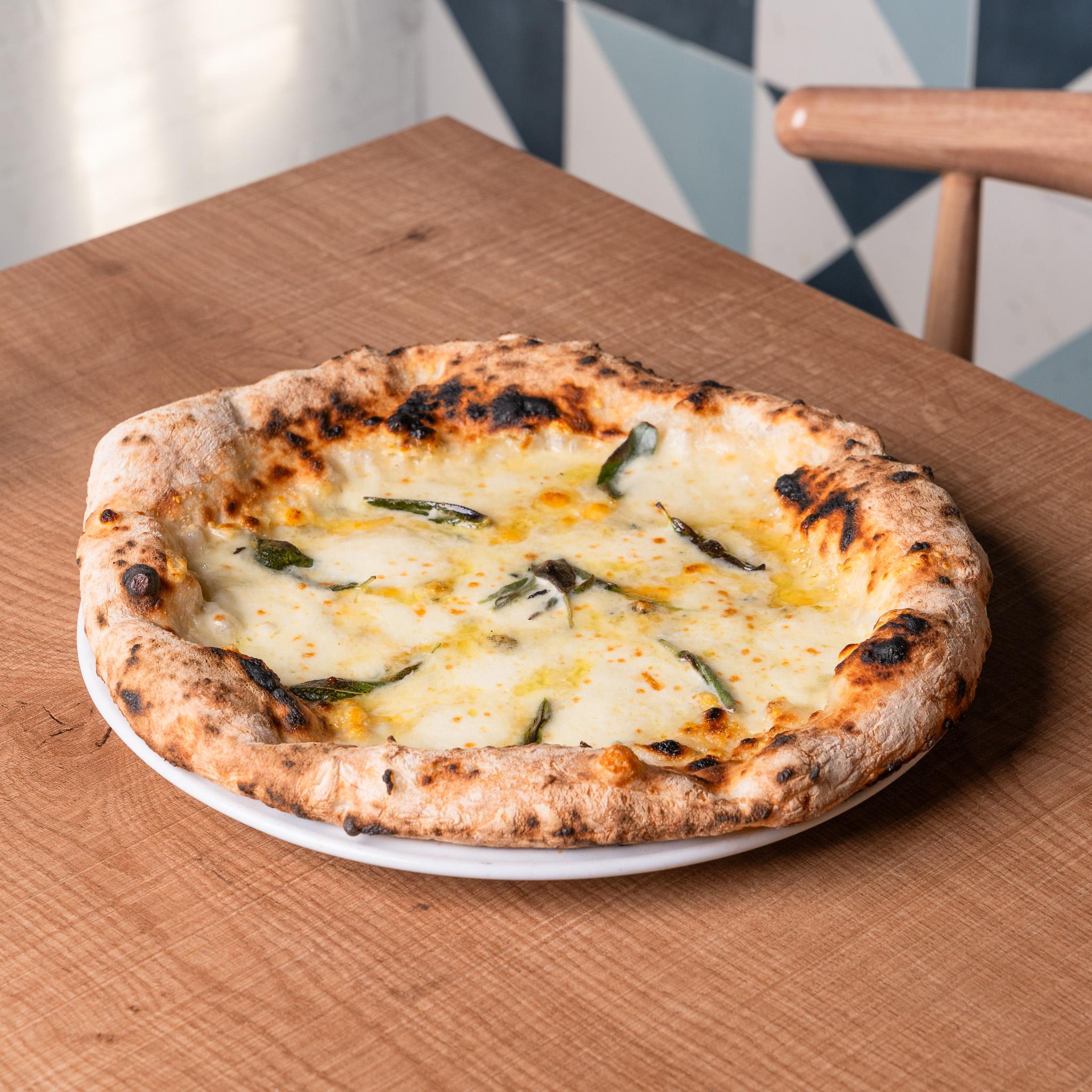 Formaggi and Sage Pizza.