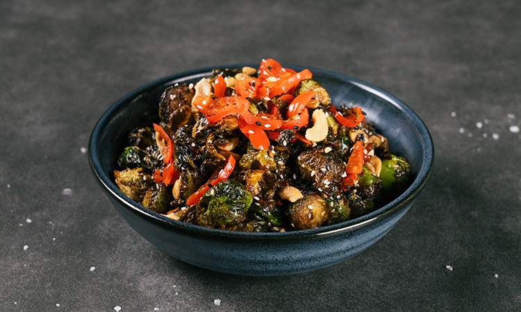 SWEET & SPICY KUNG PAO BRUSSELS SPROUTS.