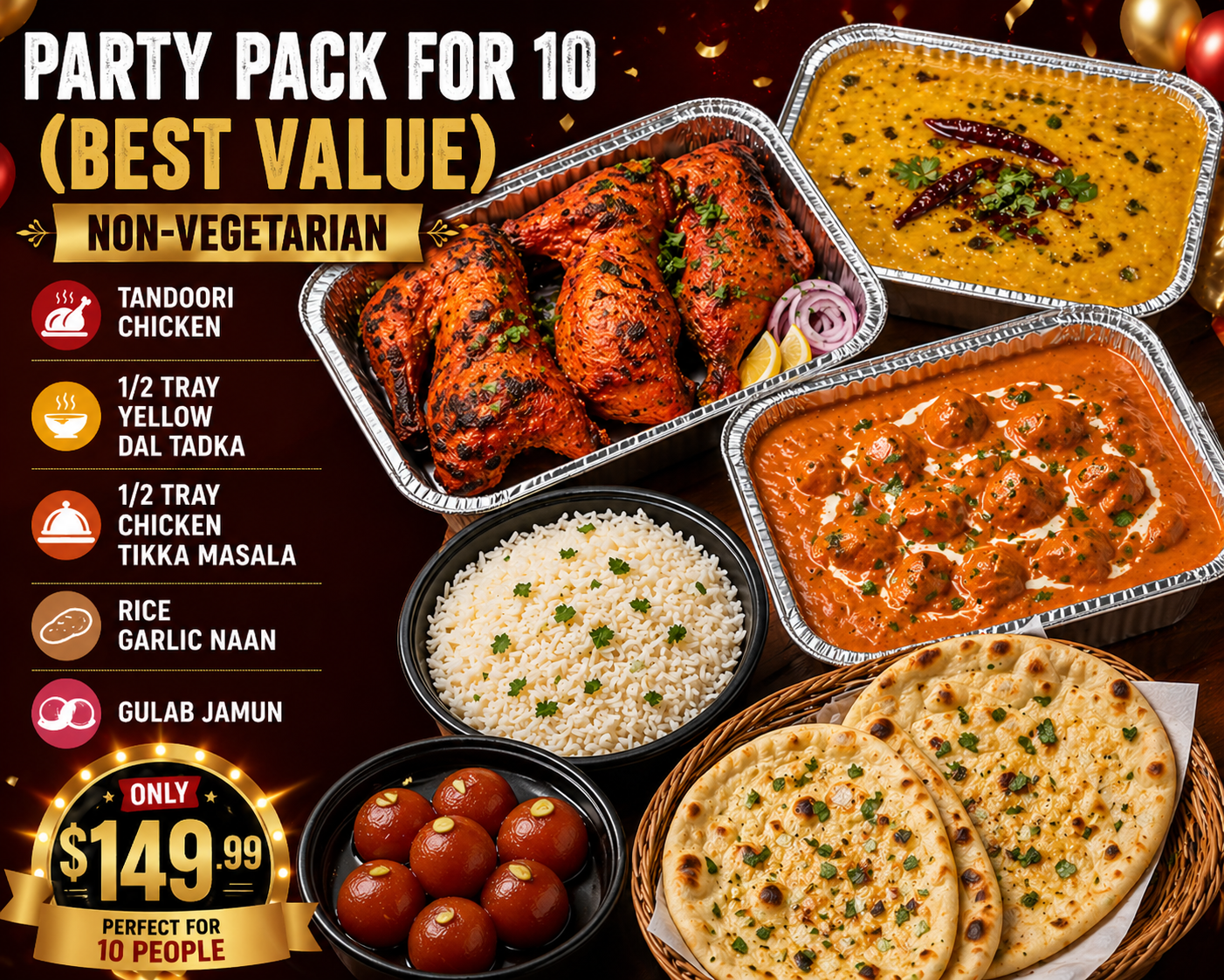 Party Pack for 10 (Best Value) - Non-Vegetarian.