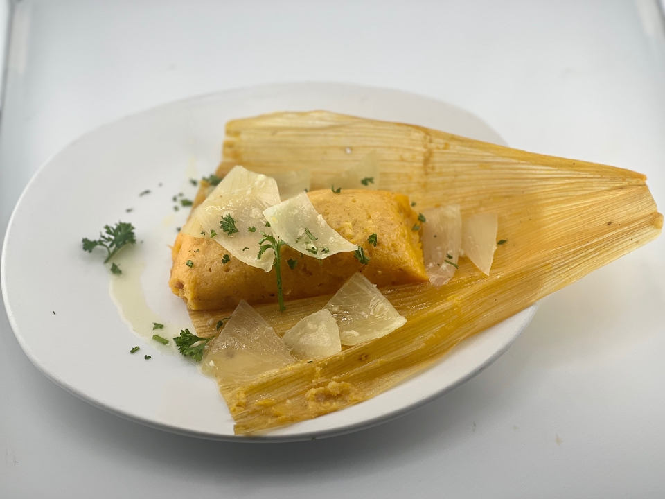 Cuban Tamal With Mojo Appetizer.