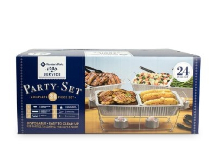 Disposable Buffet/Chafing Dish Set Up with Utensils.