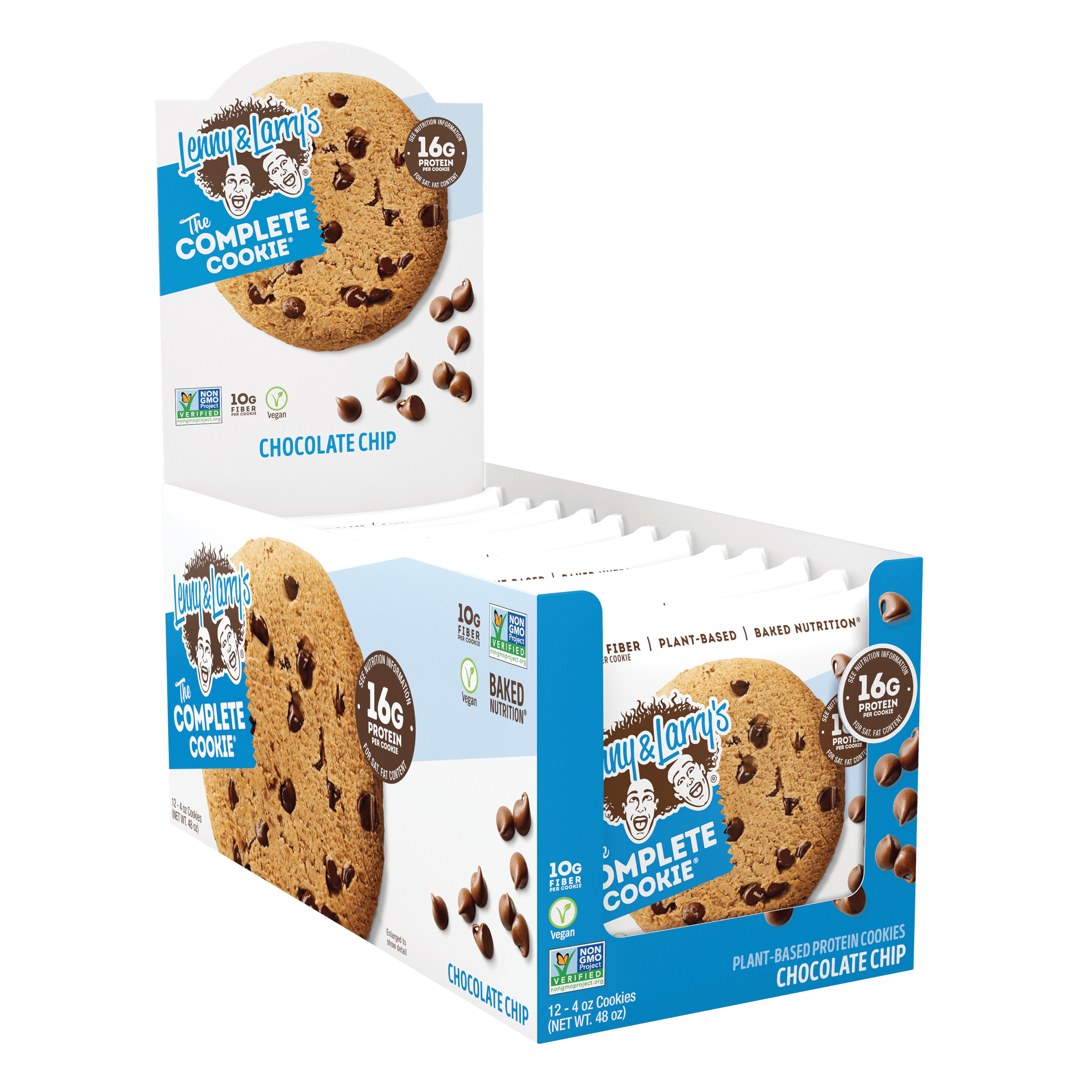 Lenny & Larry S the Complete Cookie Chocolate Chip 4oz 12ct - Plant-Based Protein Cookies Vegan and Non-GMO.