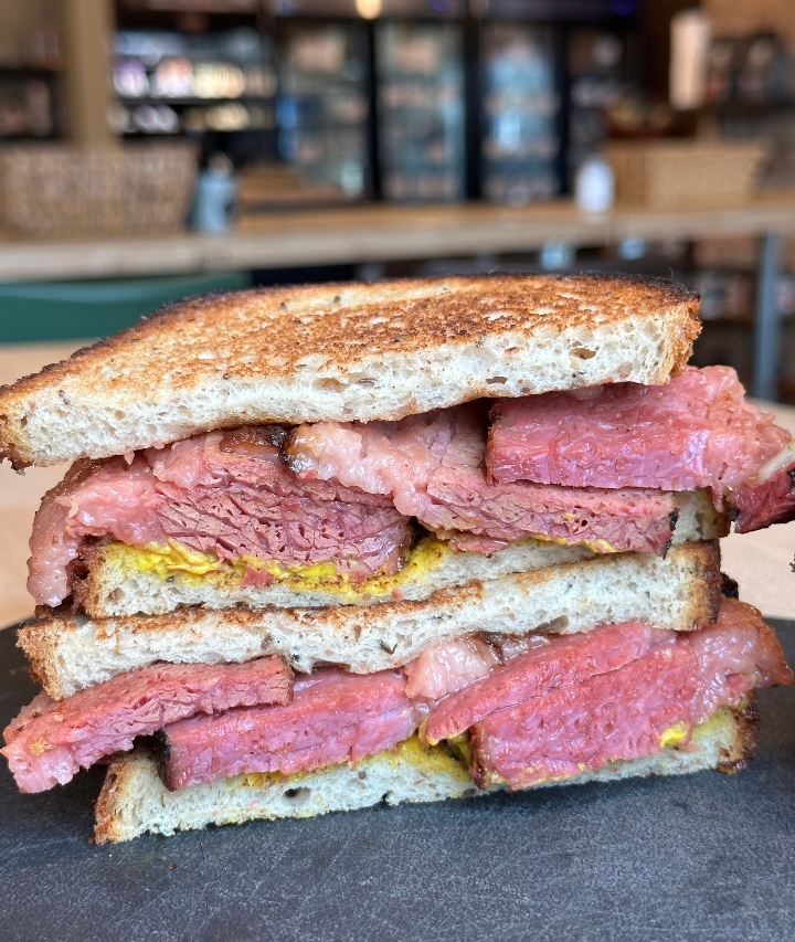 Corned Beef on Rye with Mustard.