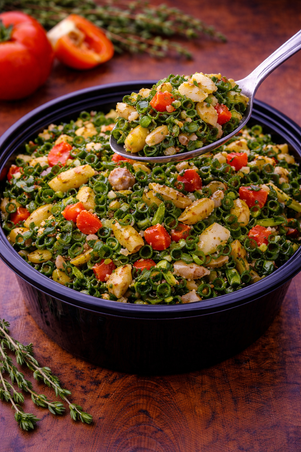 Callaloo and saltfish  - 1 spoon.