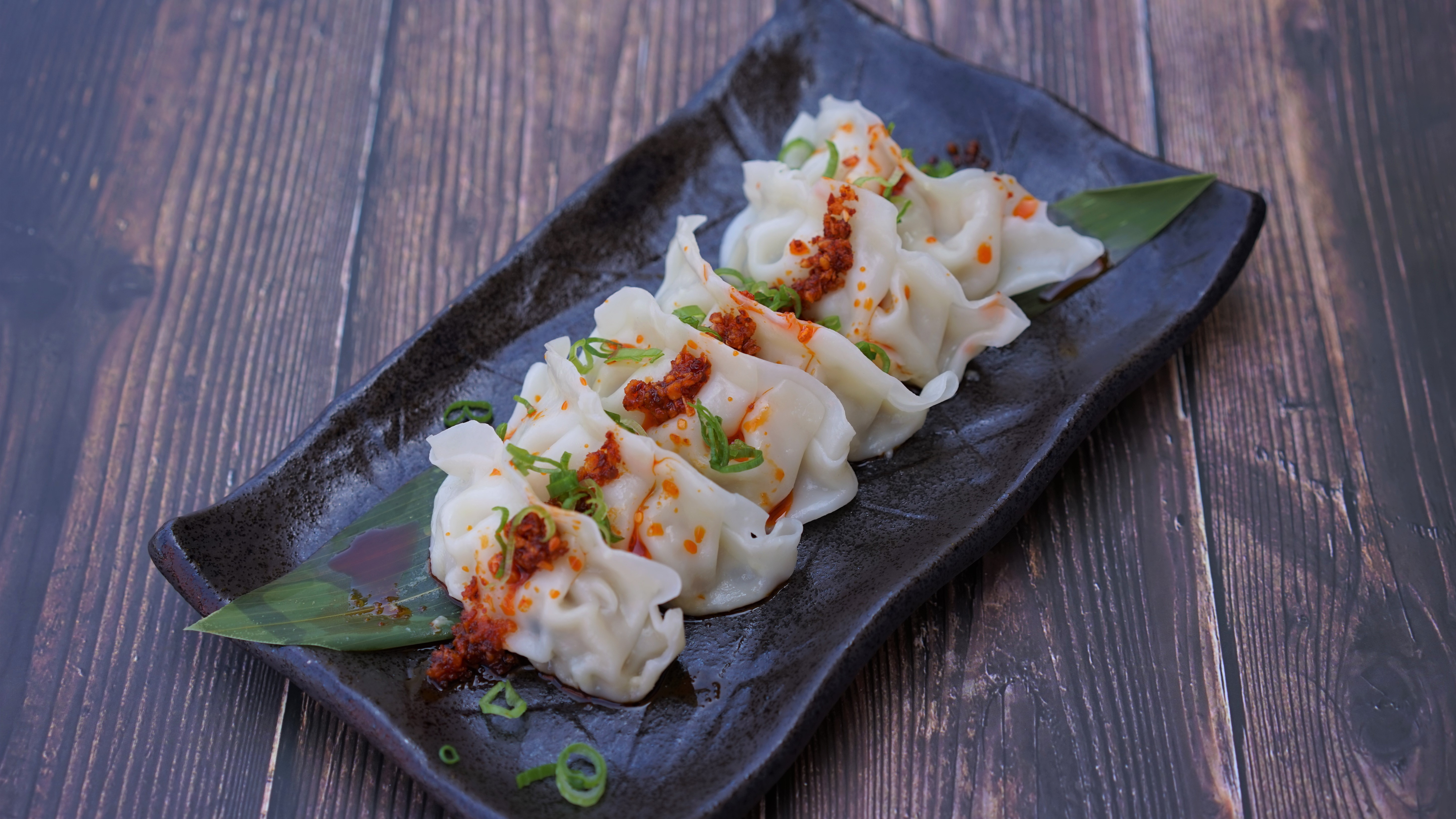 Dumplings with Spicy Garlic Sauce.