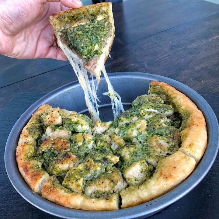 Pesto Sauce Mozzarella Cheese.