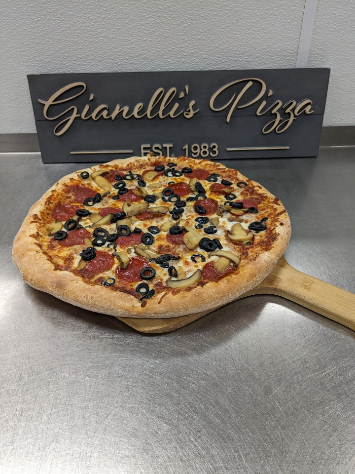 12" Cheese w/3 Toppings.