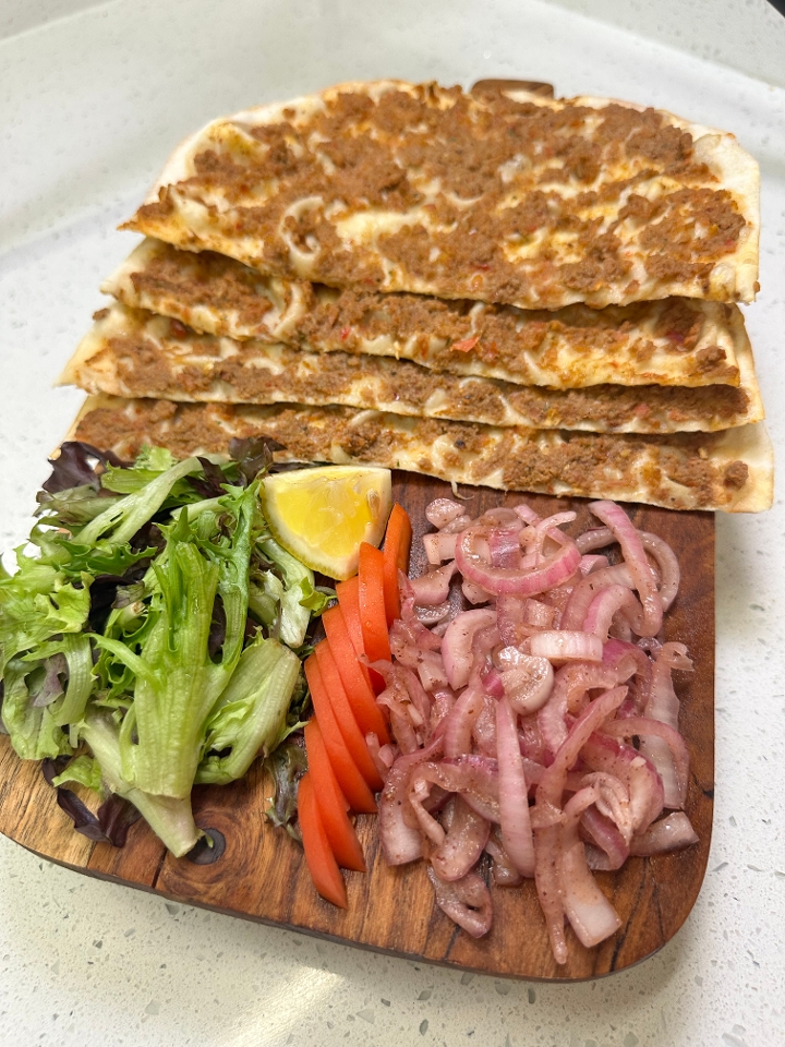 Lahmacun (Turkish Flatbread Pizza).