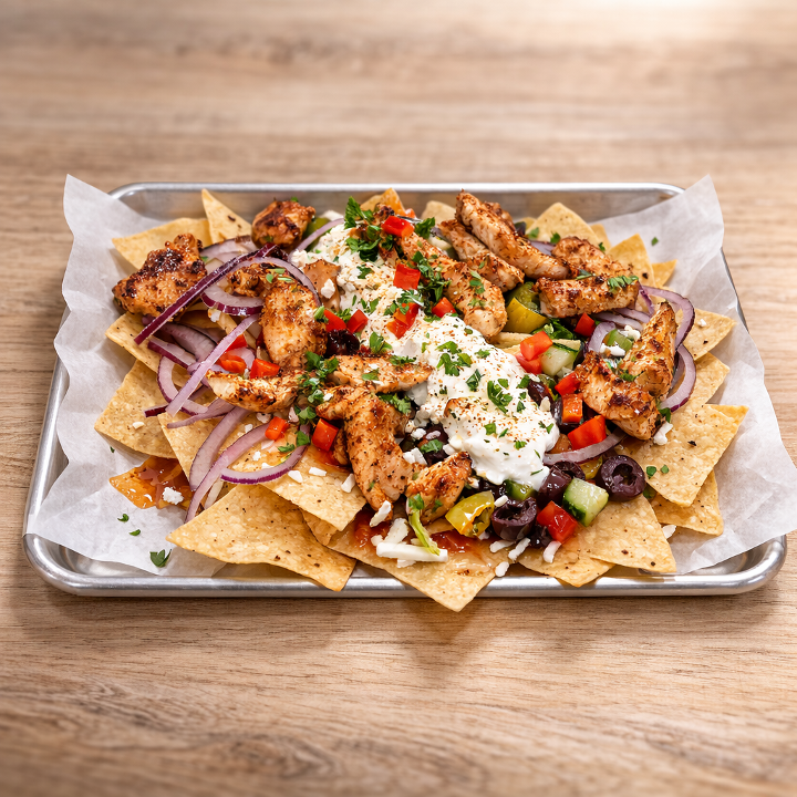 Giant Greek Nachos.