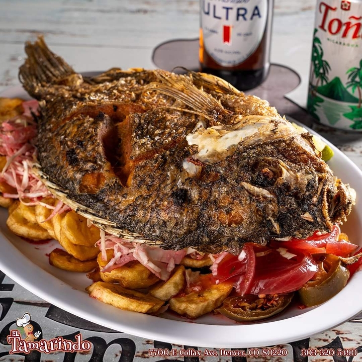 Fried Tilapia with Banana Chips - Mojarra con Tajada.