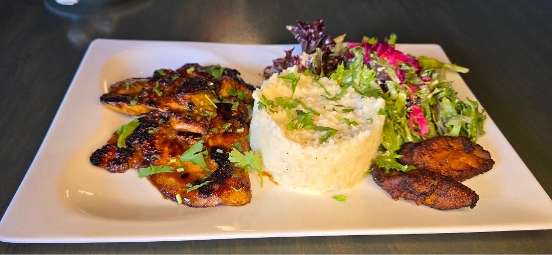 MANGO CHIPOTLE BBQ CHICKEN DINNER.