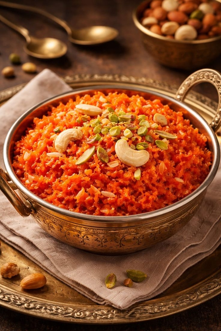 Hot Gajar Halva (with Ice Cream).