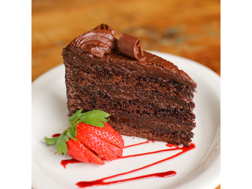 Chocolate fudge layer cake.