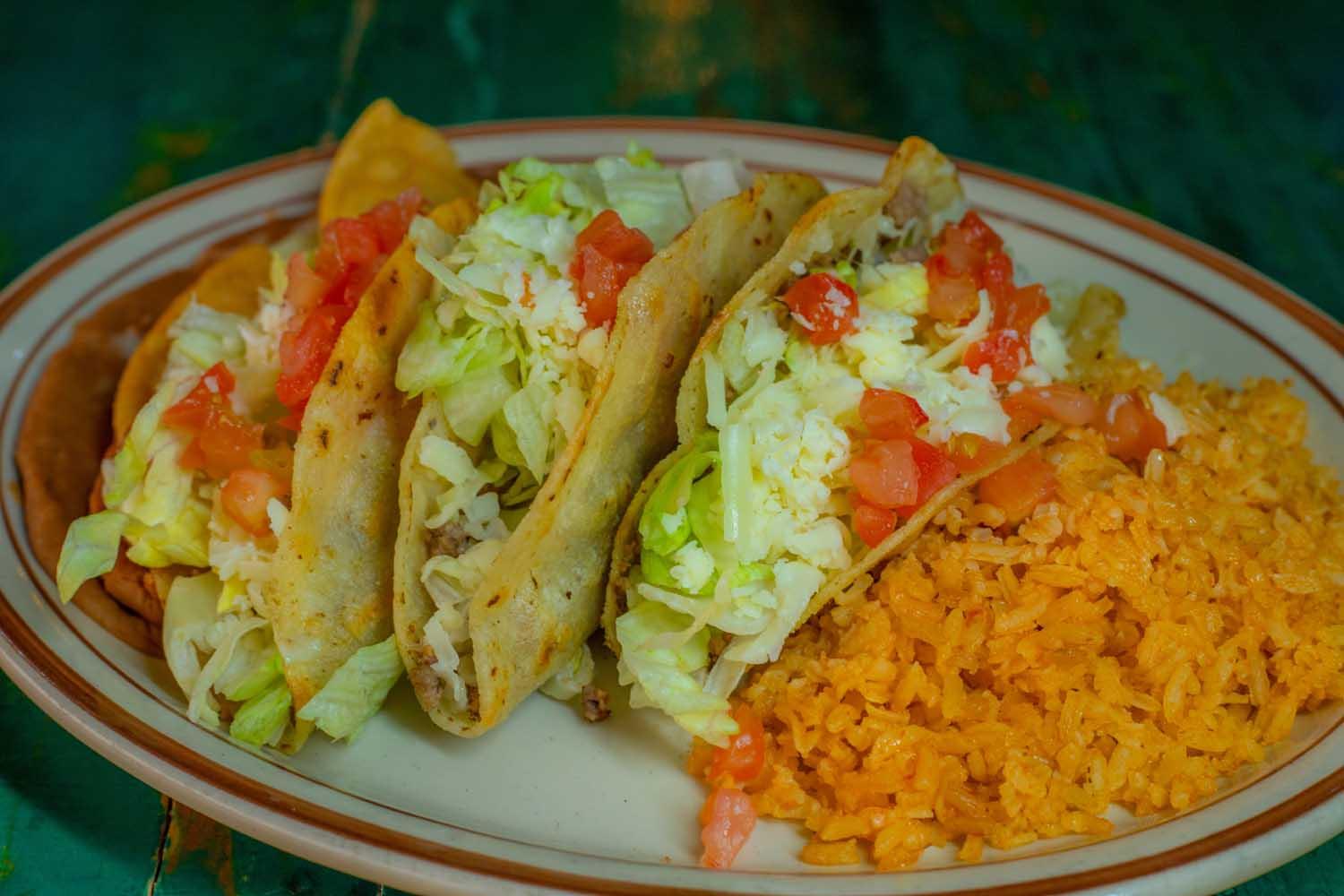 Monday Special/Ground Beef or Potato Taco Plate.