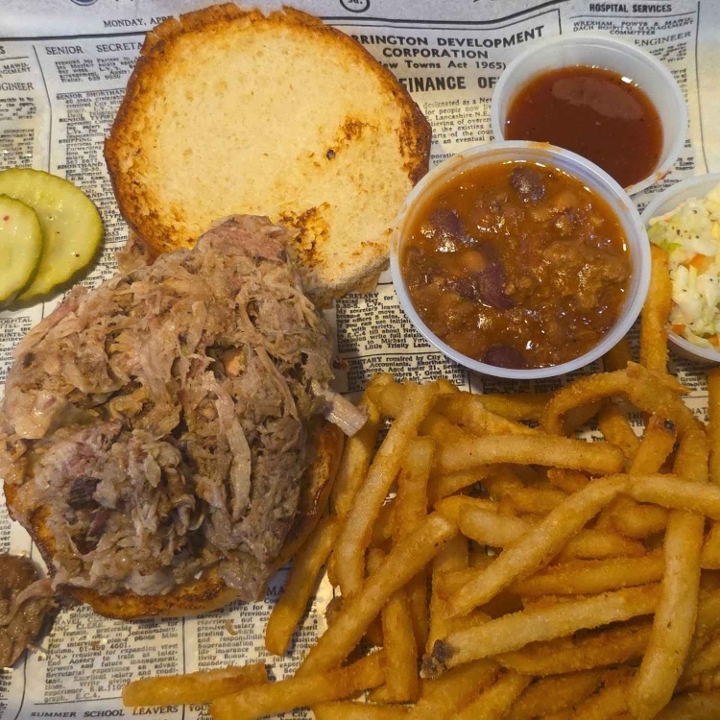 Apple/Hickory Smoked Pulled Pork Sandwich.