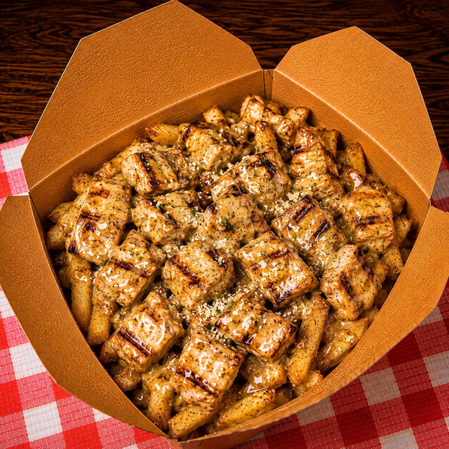 Garlic Parmesan Grilled Chicken Fries Bowl.