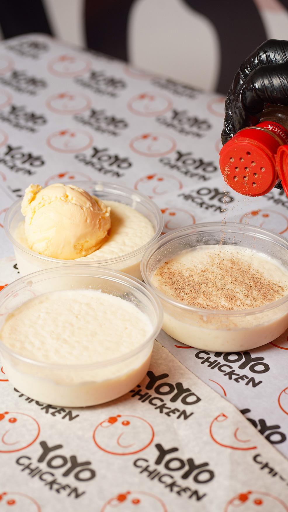 Rice Pudding with Vanilla Ice Cream.
