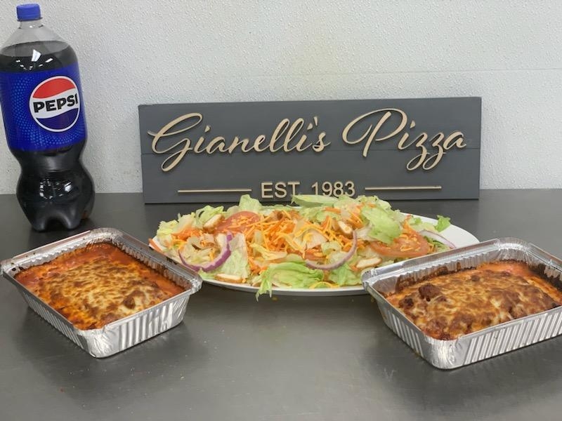 2 Lasagnas, Chicken Salad & 2 Liter.