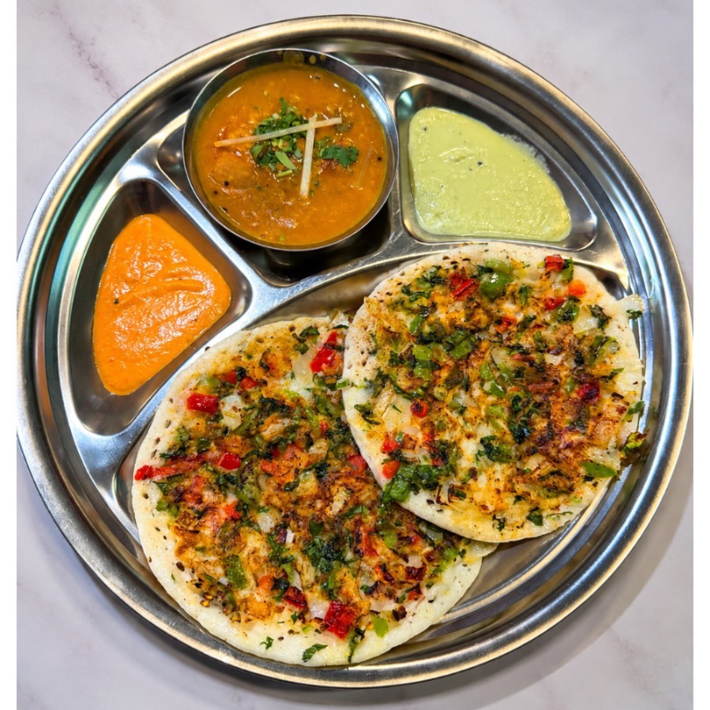 Onion Tomato Chili Uttapam.