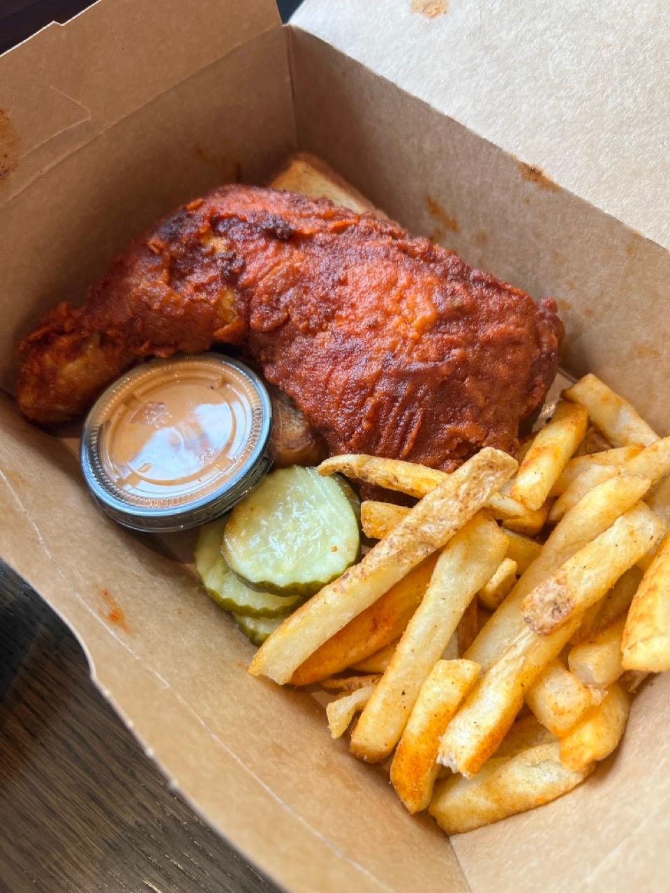 Leg Quarter Fries & Slaw (Weekends only).